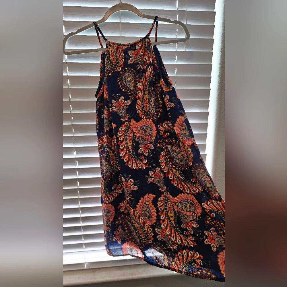 As U Wish Paisley Boho Maxi Dress Navy‎ Blue Size Medium